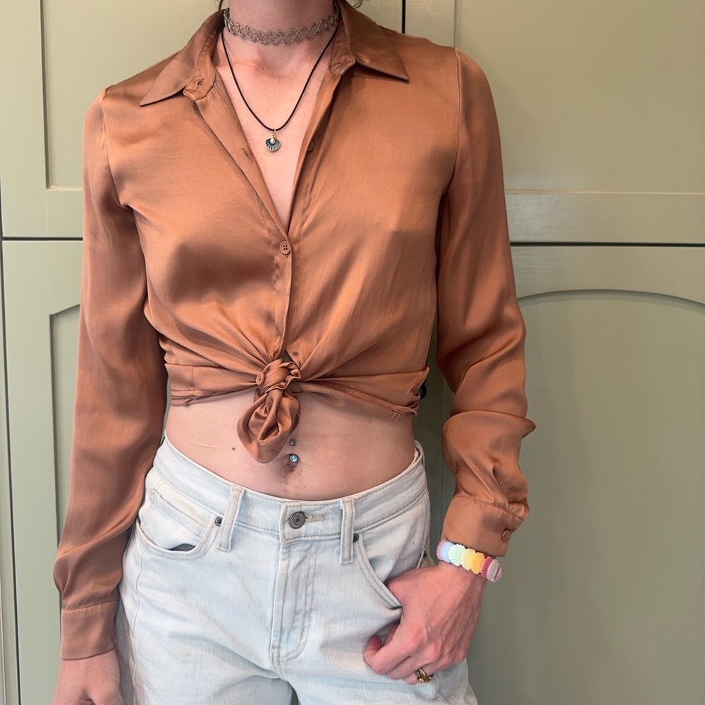 Copper button up blouse